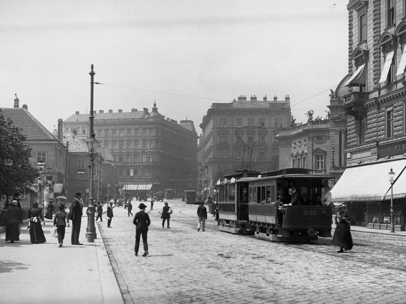 Bellariastraße um 1905, Zug der Type  s, Tw Type D, heutige Strecke der Linie 49